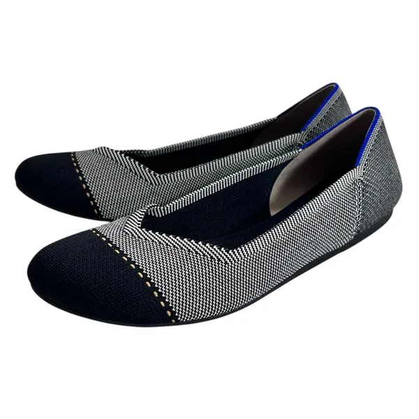 Rothy’s The Square Flats | Tuxedo Black & Ivory - Image 2