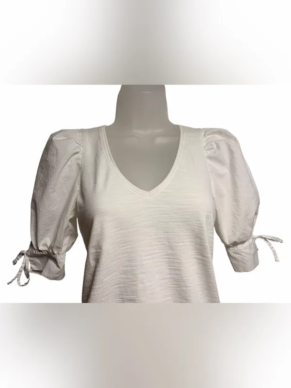 Nation LTD Ladies White Puff Sleeve Blouse Size Small - Image 2