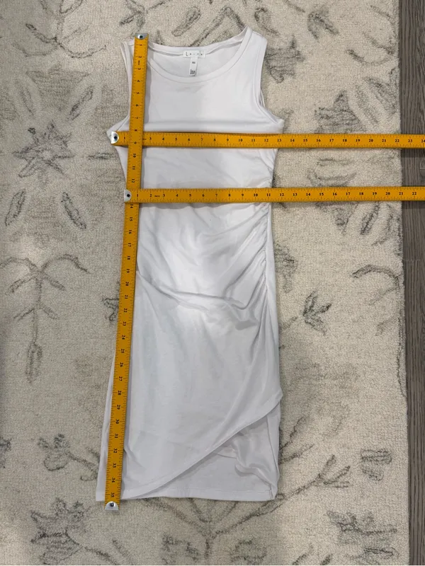 Leith White Ruched Asymmetrical Midi Dress XXS - Image 6