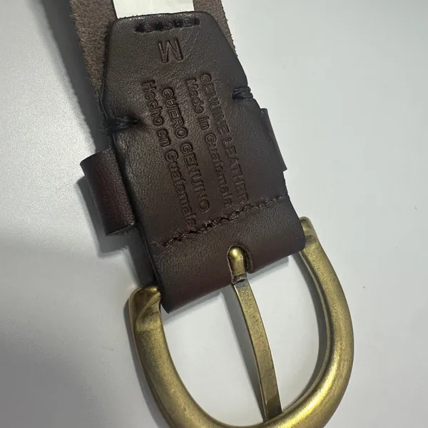 Brown Leather Belt Gold Brass Buckle Womens Medium Classic Western Target Preppy - Image 6
