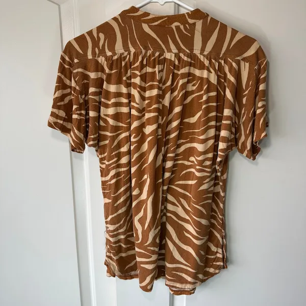 Anthropologie Maeve Windham‎ Zebra Stripe Tunic in Cedar Orange Womens Medium - Image 5