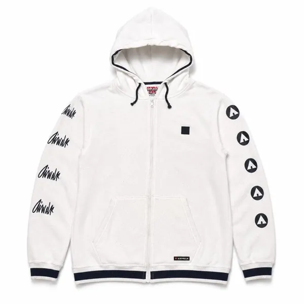 Airwalk White Zip-Up Hoodie Bold Logo Sleeve Graphics Y2K Skater M - Image 7