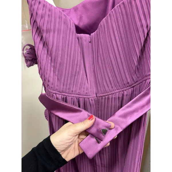 Dessy Collection Pleated Strapless Maxi Dress Sugar Plum Purple Rosette Size 10 - Image 2
