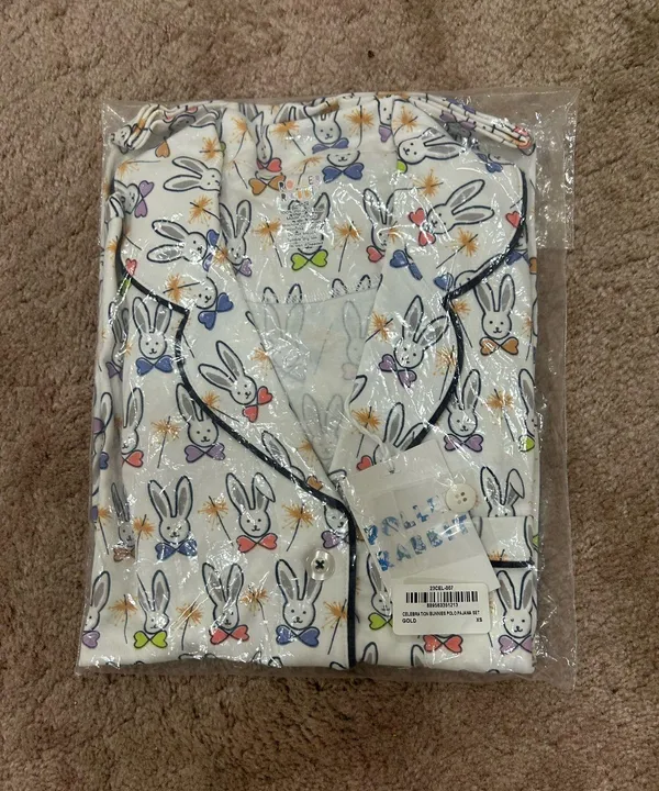 Roller Rabbit Celebration Bunnies Polo Pajama Set XS - Image 4