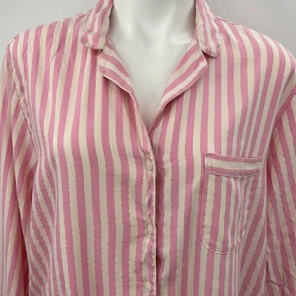 Victoria’s Secret long sleeve pink striped pajama top - Image 2