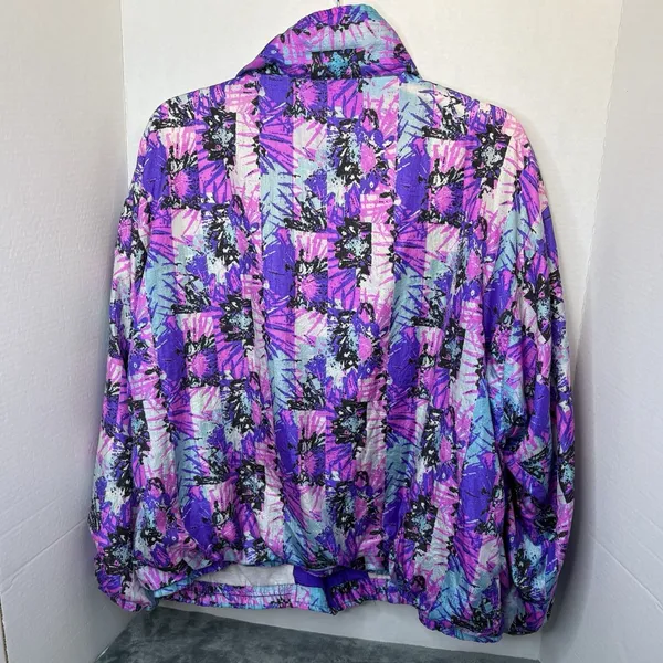 Vintage 80s Colorful Windbreaker Jacket Basic By Southern Classics Women’s Large - Image 4