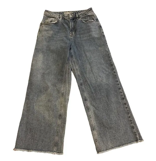 Topshop High Waist Crop Raw Hem Straight Leg Jeans 28 - Image 3