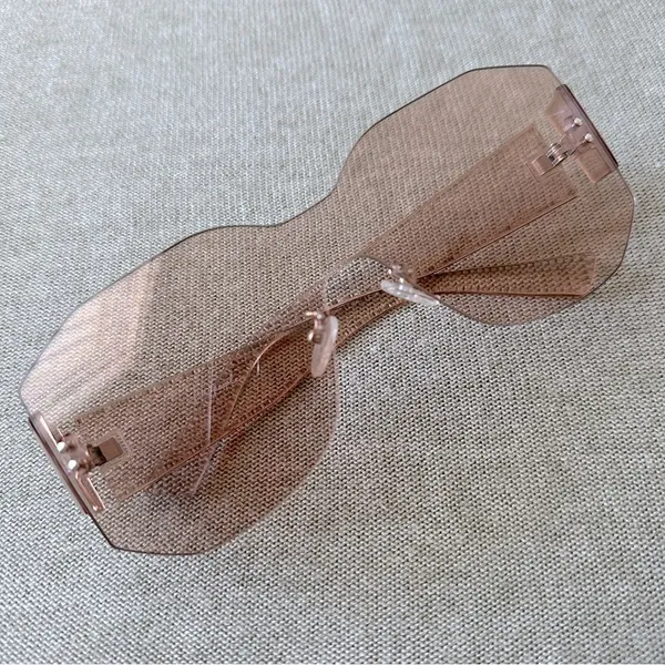 FREE PEOPLE Sidetracked Rimless Sunglasses Retro 70’s Summer Beach Neutral RARE - Image 9