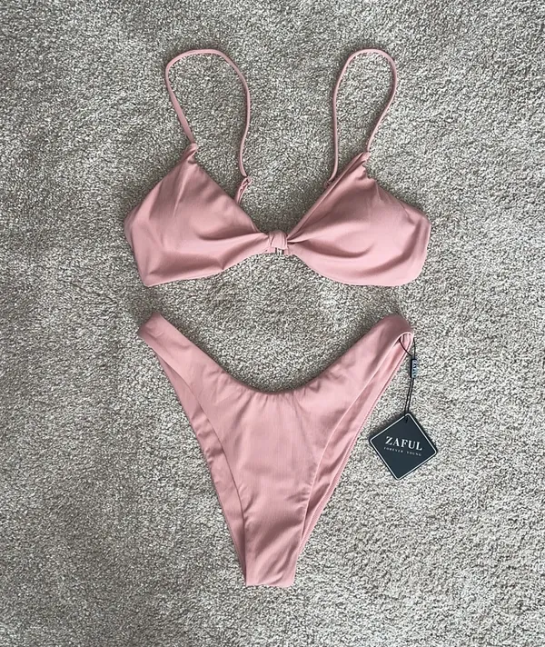 Zaful Ribbed Knot Brazilian Bikini - Image 6