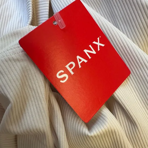 SPANX Suit Yourself Ribbed Mock Neck Sleeveless Bodysuit Parchment NEW - Image 6