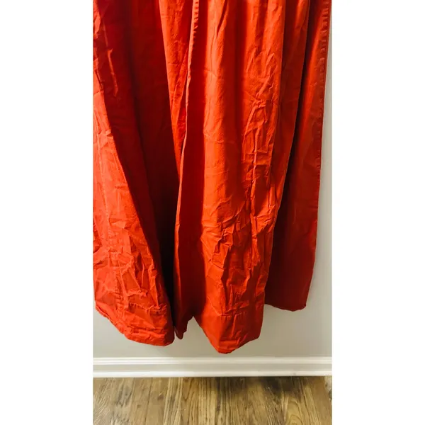 STAUD Red Cotton Blend Collared Neckline Front Button Closure Short Sleeve Dress - Image 12