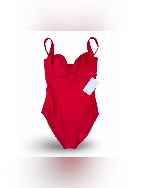 NWT Quince Italian Underwire One-Piece Swimsuit Cherry Red Sz L - Image 3