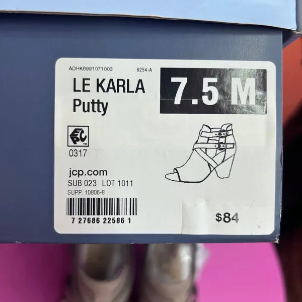 Libby Edelman Womens 7.5 Karla Open Toe Booties Putty‎ Buckle Straps New In Box - Image 7