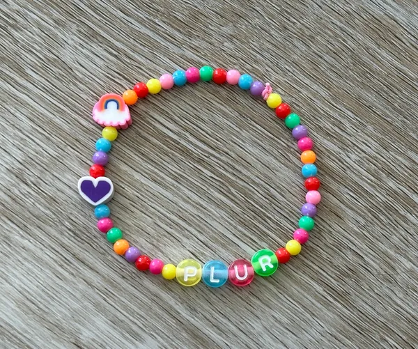 Handmade NEW Lot Of 2 Kandi Bracelets EDM Rave Festival Dinosaur PLUR Colorful Fun - Image 5