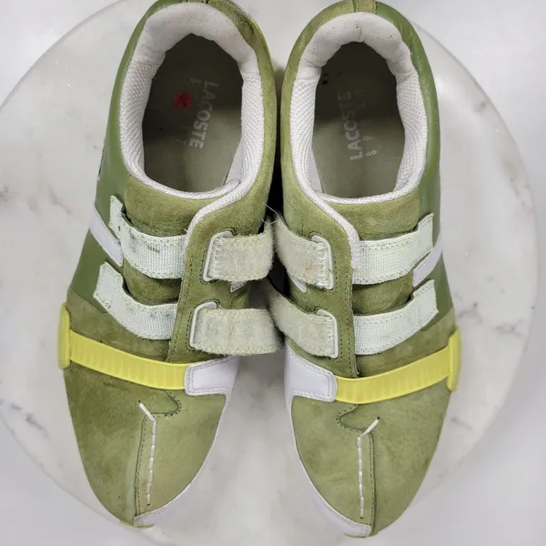 Lacoste Womens Vito Driving Shoe 9 Green White Leather Suede Hook & Loop Sneaker - Image 11