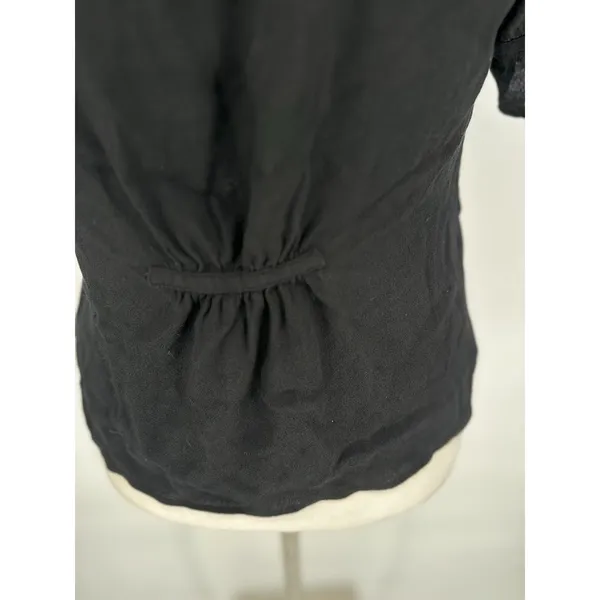 Madewell Top 10 Black Button Short Sleeve Ruffle Neutral Basic‎ Whimsigoth - Image 3