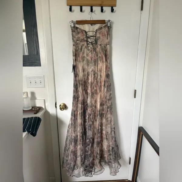 Lulu's Most Beautiful Day Ivory Floral Strapless Watercolor Floral Maxi Dress - Image 7