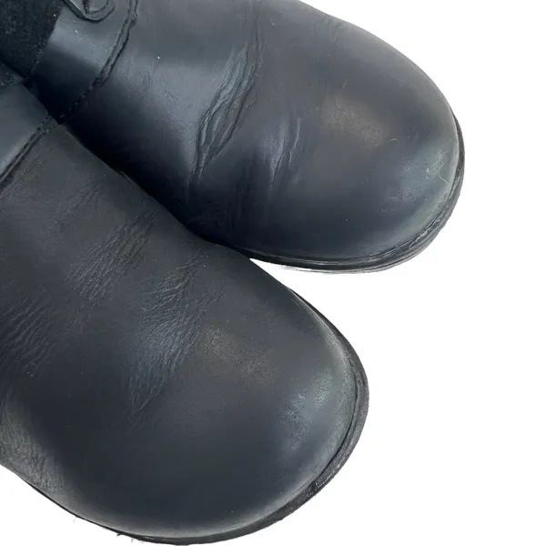 b.o.c. Fringe Leather Mules‎ Black 6 Slip On Open Back Chunky Heel Clogs Shoe - Image 5