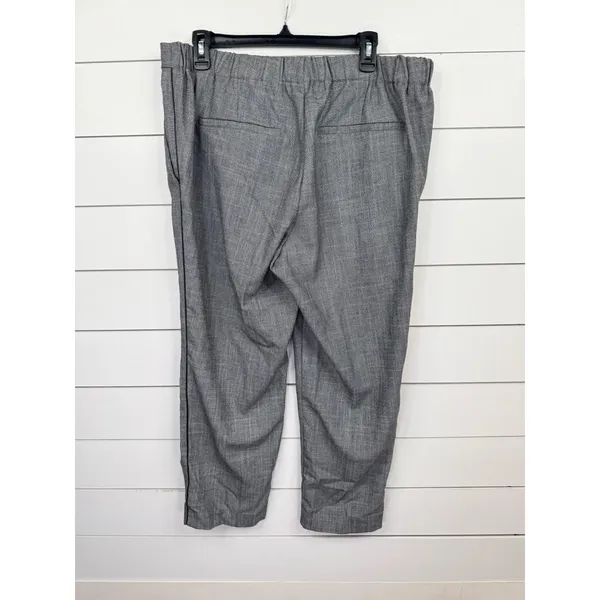 Old Navy Grey Flat Front Dress Trousers Black Side Stripe Modern Size 14 Pants - Image 3
