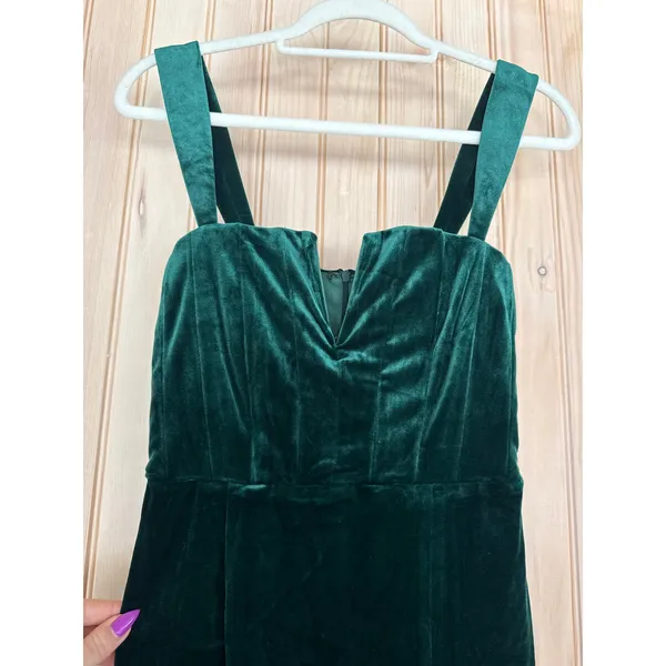 NWT Lulus Pristine Luxury Emerald Green Velvet Bustier Maxi Dress Banquet Sz XS - Image 4