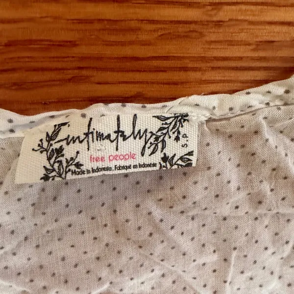 Intimately Free People Polka Dot Lace Ruffle slip Tank Top Small White Boho - Image 2