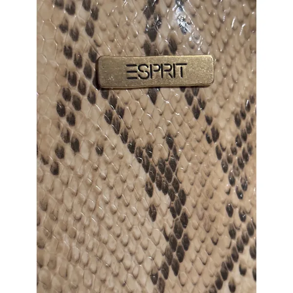 Esprit Faux Snakeskin Shoulder Bag‎ Tan Brown Animal Print Triple Compartment - Image 2