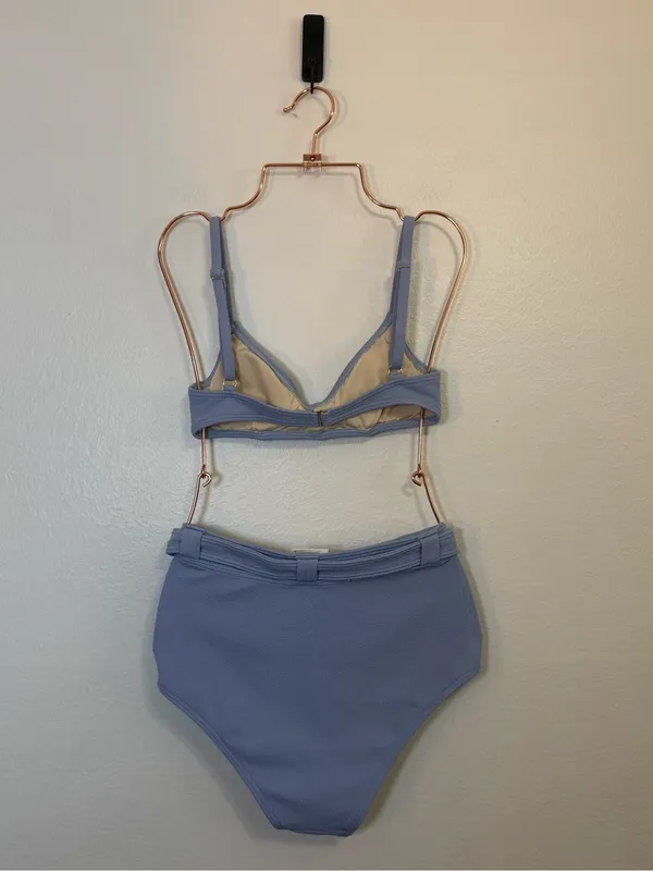 Peony Swimwear Hydrangea Belted Bikini Set Blue - Image 2