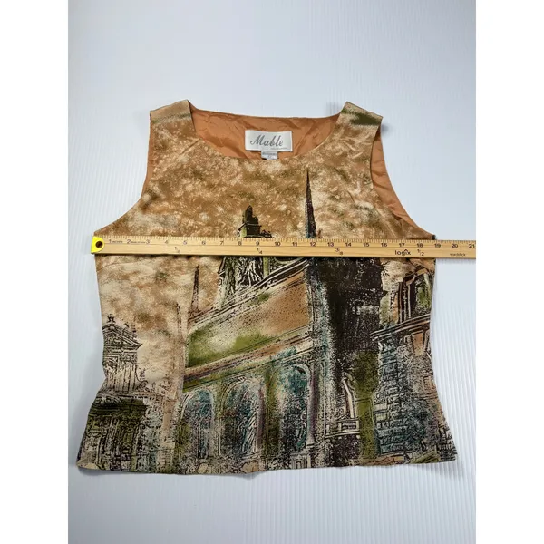 Mable Vintage‎ Sleeveless Top Cityscape Print Artsy Tank Top Size 42 - Image 3