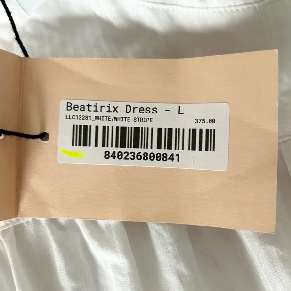 NEW La Ligne Beatirix Dress White Stripe Cotton Silk Tiered Midi Size Large - Image 7