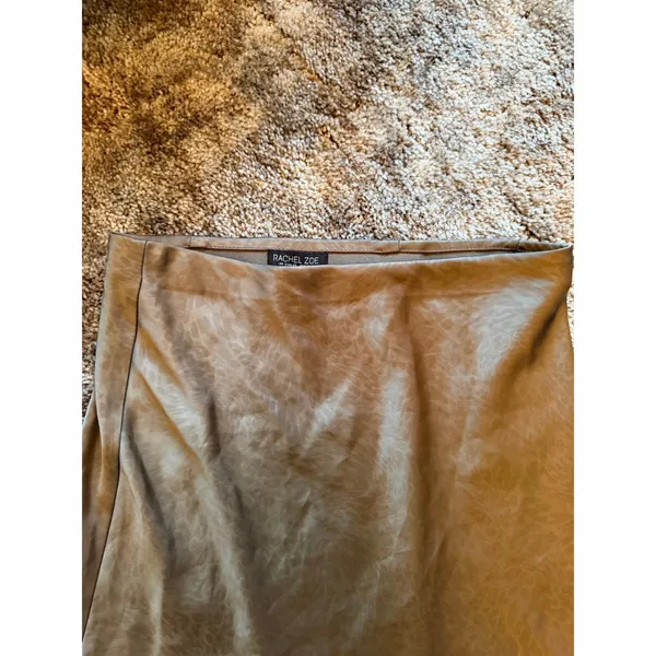 Rachel Zoe Liquid Satin Animal Print Jacquard Midi Slip Skirt Neutral Bronze - Image 3