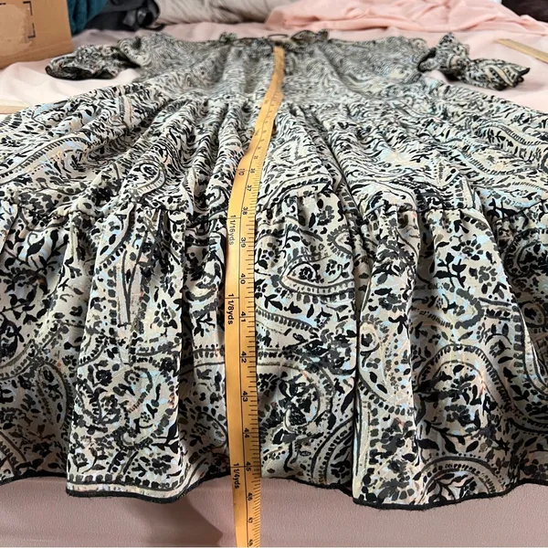 OPT Boho‎ Paisley Print Long Sleeve Tiered Midi Dress Peasant Prairie Ruffle M - Image 12