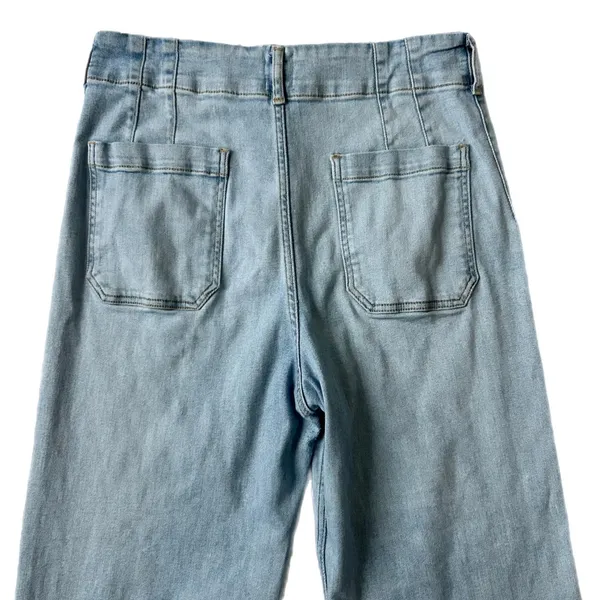Maeve Anthropologie The Colette Crop Wide Leg High Rise Jeans Light Wash Size 31 - Image 5