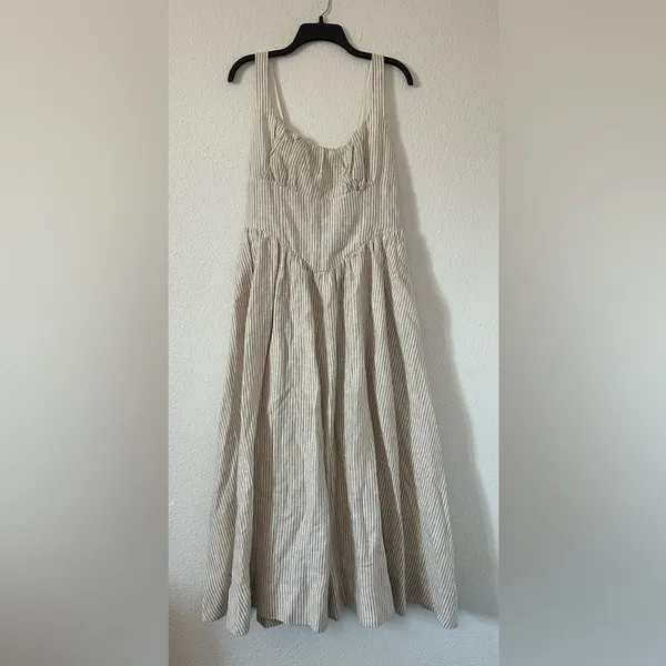 Reformation Balia Linen Midi Dress striped sz 12 nwt - Image 4