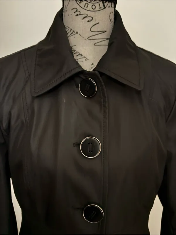 Kenneth Cole Black Button-Front Long Trench Coat - Image 2
