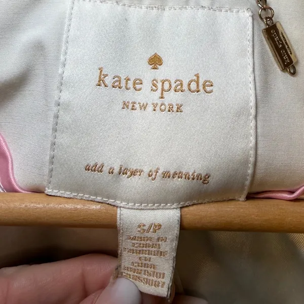 Kate Spade New York Hooded Barn Rain Jacket Cream Ivory Luxury Girly Small‎ - Image 3