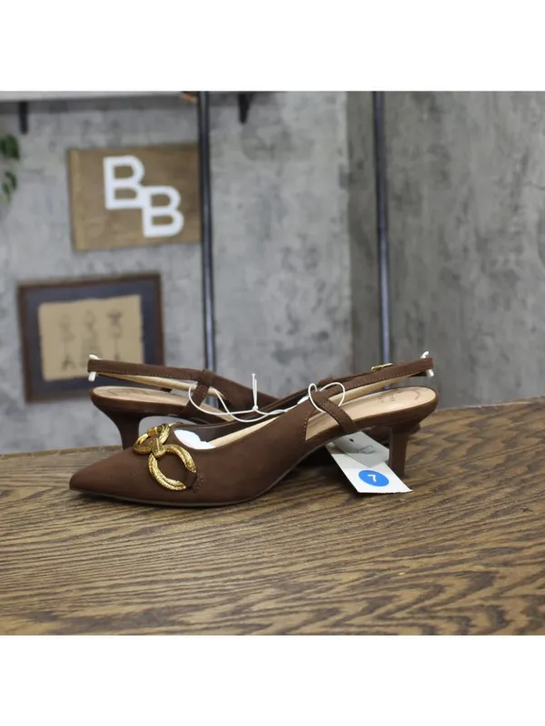 NWT A New Day Womens Tabitha Oversized Chain Sling Back Heels 94305245 Brown 7M - Image 8