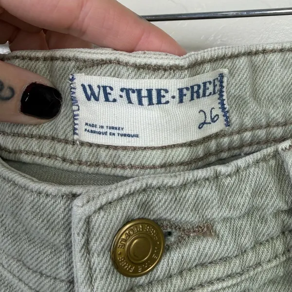 Free People We The Free Western Yoke Sage Green Low Rise Straight Denim Jeans - Image 8
