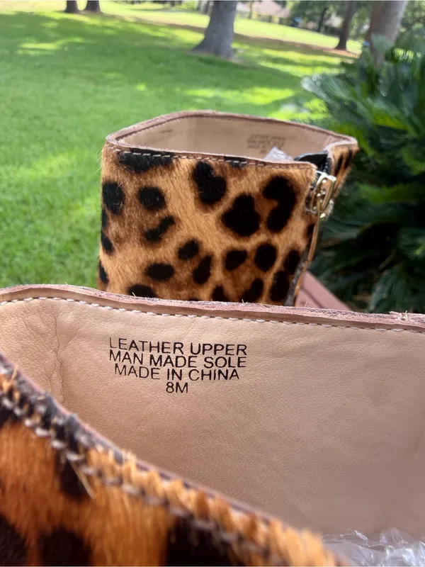 Ann Taylor $268 Leopard Calf Hair Skinny Heel Pointed Toe Booties Size 8M - Image 8