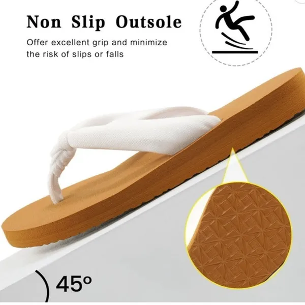 BRAND NEW ~ White Cloth Comfort Beach Summer Flip Flop Thong Sandals ~ 8 - Image 3