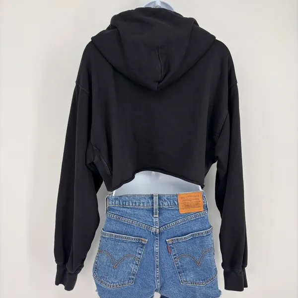 TNA‎ Aritzia Airyaf Women Fleece Crop Hoodie Black Size 2 XS Boxy Sweatshirt - Image 5