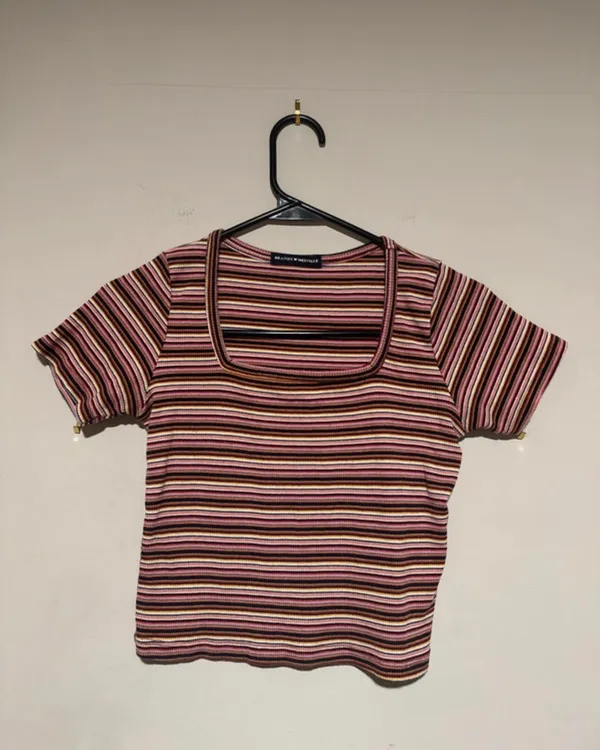 Brandy Melville Melville Square Neck Striped Top - Image 2