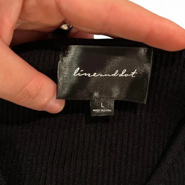 Line and Dot Black Cut Out Long Sleeve Top - Image 4