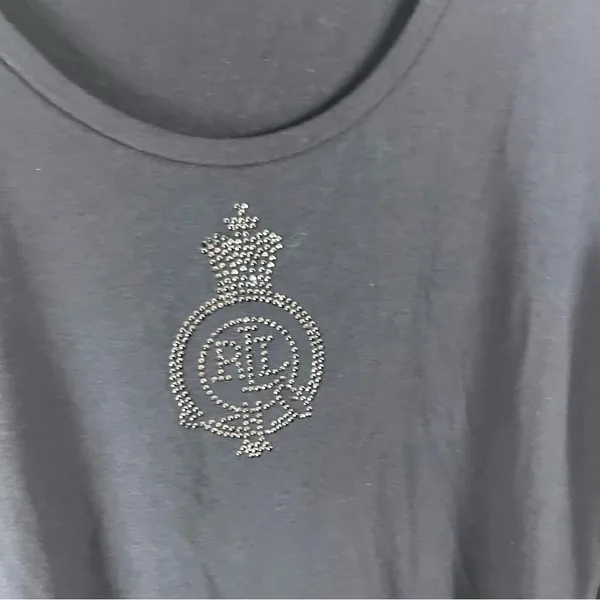 LAUREN RALPH LAUREN Black Long Sleeves Sequin Logo Dress Size Large Academia - Image 5