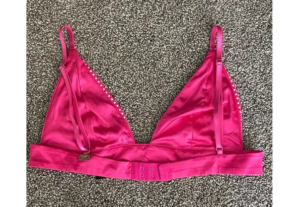 For Love & Lemons Hot Pink Satin Studded Bralette – Size S - Image 7