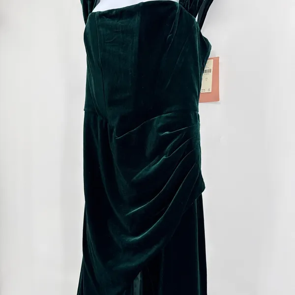 BHLDN Anthropologie Lana NWT Emerald Green Velvet Corset Lace Up Back Gown L NEW - Image 6
