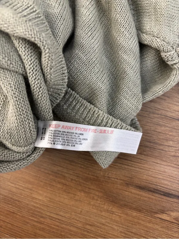 Free People Beach Oversized Short Sleeve Sweater Linen Blend Sage Green - Image 5