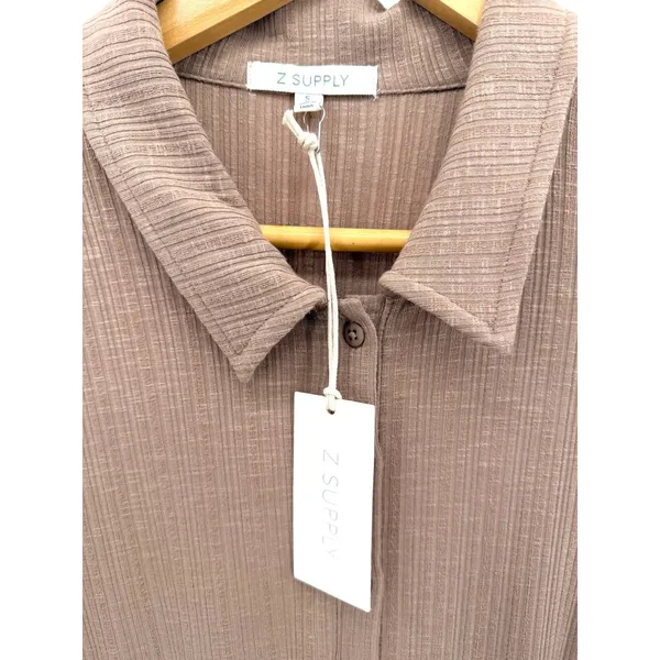 Z Supply Portabella Tan Lyra Rib Henley Romper Casual Lounge‎ Brown L NWT - Image 6