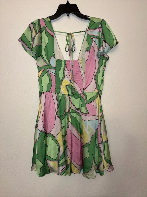Gianni Bini NWT Pastel Abstract Print Open Back Mini Dress Size Medium - Image 5