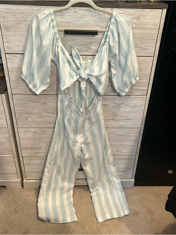 Billabong Dizzy Daze Romper Blue & White Size Small - Image 3