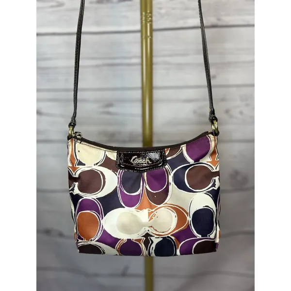 Coach Ashley Scarf Print Swingpack Crossbody Purse Signature C Satin Handbag - Image 9